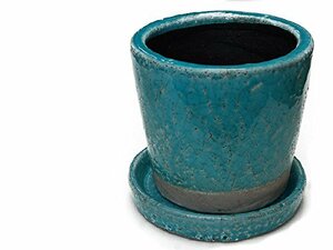 ダルトン(Dulton) 園芸用品 カラー グレーズド ポット ターコイズ Mサイズ 底穴あり COLOR GLAZED POT TURQUOI