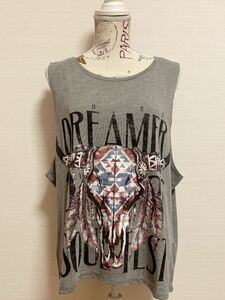 H＆M エイチアンドエム ノースリーブ Tシャツ トップス L グレー 新品