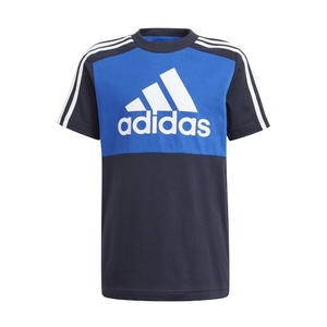 新品 150 ★ adidas アディダス ジュニア 半袖 Tシャツ 29342 ブルー 3ストライプス カラーブロック ユース コットン 綿 サッカー スポーツ