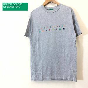 G32-F◆ イタリア製 ◆ Benetton ベネトン 半袖Tシャツ カットソー ロゴプリント ◆ size3 コットン100 グレー 古着 メンズ 春夏