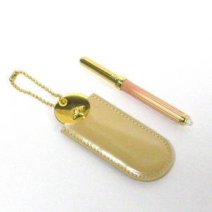 ミキモト mikimoto - 金属素材×レザー ゴールド×ピンク×ベージュ リップブラシ×1点/ミラー×1点/パール 小物