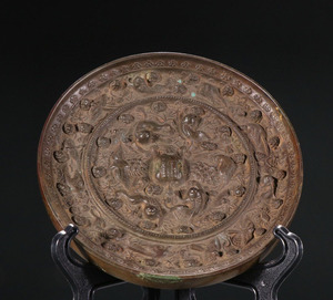 漢代　海獣葡萄紋古銅鏡