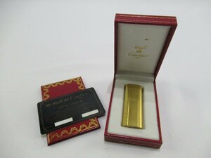 ★【B送900円】　308　Cartier　カルティエ　ガスライター　ゴールド　オーバル　喫煙具　着火確認済み　ケース付き