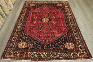 アンティーク絨毯　トライバルラグ　アバデ　オールド手織り絨毯　154x200cm　＃786
