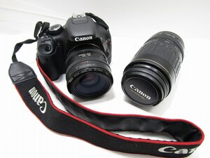 1円スタート Canon キャノン EOS Kiss x4 ダブルズームキット デジタル一眼レフカメラ レンズ 35-70mm 100-300mm 動作未確認