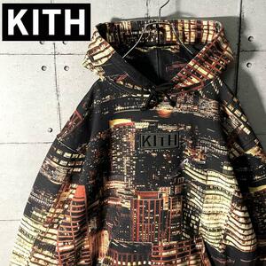 KITH キス 刺繍 ボックスロゴ ミッドタウン スウェット パーカー XL 総柄 Kith Midtown Hoodie "Beam" 名作 入手困難 　6376