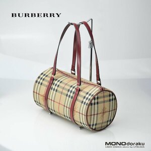 バーバリー ロンドン BURBERRY LONDON 円筒形バッグ ノバチェック シャドーホース PVCレザー