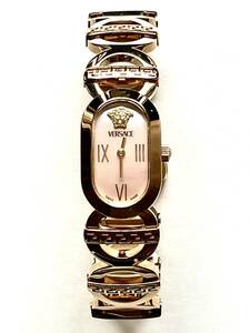 ■ VERSACE ヴェルサーチ メデューサ レディース 腕時計 シェル文字盤 ゴールドグレコブレスレット スイス製クォーツ 動作中