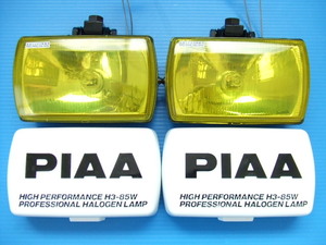 新品 PIAA50 角型 スポットランプ H3バルブ 旧車 昭和 フォグランプ ピア 角形 角 イエローレンズ ハチロク AE86 高速有鉛 当時物