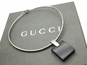 1000円スタート チョーカー GUCCI グッチ 925刻印 シルバー×ブラック ウッド 総重量約41.0g ネックレス/ペンダント/アクセサリー 3 B60062