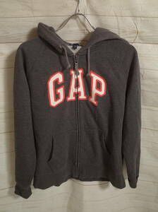 レディース pg193 GAP ギャップ 定番ロゴ ジップアップ スウェット パーカー XL 灰色