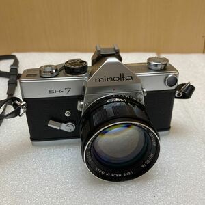 XL7536 希少な動作品■ミノルタ MINOLTA SR-7 ボディ+AUTO ROKKOR-PF 55mm F1.8■シャッター全速・露出計完動■