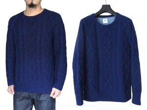 定価2.3万 ミスタージェントルマン FISHER MAN CREW NECK SWEATER L フィッシャーマン ケーブル ニット ブルー MR.GENTLEMAN セーター