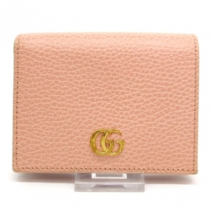 グッチ GUCCI 2つ折り財布 456126 GGマーモント レザー ピンクベージュ 美品 財布