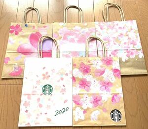 スターバックス 手提げ紙袋 ショッパー 桜デザイン さくら 5枚組