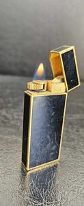 【1円～】must de Cartier マスト ドゥ カルティエ ガスライター ペンタゴン 五角 ショート ブラックラッカー ゴールド喫煙具 
