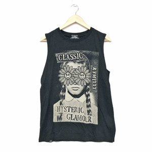 ◆HYSTERIC GLAMOUR ヒステリックグラマー ノースリーブカットソー サイズフリー◆ ブラック 綿100% レディース トップス　小町渉