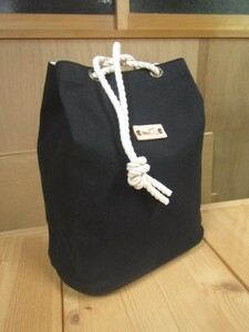 tsg-1 京都ちどりかばん 帆布製 手提げ袋 巾着型 Sサイズ 黒/ブラック