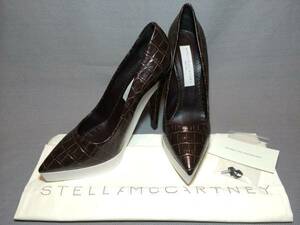 新品 ステラ マッカートニー クロコ バイカラー パンプス 37.5 ブラウン 靴 Stella McCartney