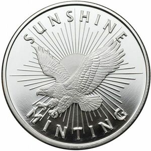 純銀　インゴット銀貨　1oz Silver Round Sunshine Mint Eagle　2枚　新品！