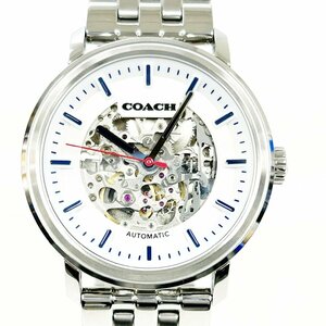 【1円スタート】【箱付き】COACH コーチ CA.143.2.14.2078 スケルトン SS シルバー文字盤 自動巻き メンズ腕時計 262929