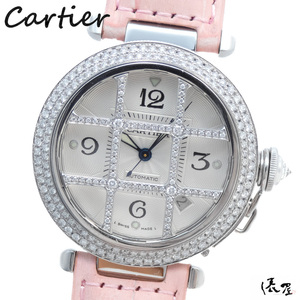 【カルティエ】パシャ グリッド 38mm ダイヤモデル 自動巻 OH済み 極美品 メンズ レディース 時計 Cartier Pasha 俵屋