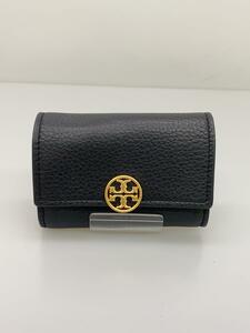 TORY BURCH◆2つ折り財布/レザー/BLK/無地/レディース