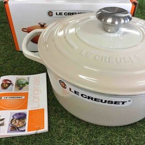 GX2245 LE CREUSET ル・クルーゼ 両手鍋 ココット ロンド 21177-24cm ホーロー鍋 料理 調理器具 メレンゲ 箱汚れ有り 未使用 保管品 鍋