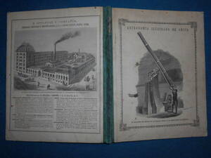 即決1881年スペイン語版『スミス図解天文学』天文暦学書、アンティーク、星図、星座早見盤、月面図彗星　Astronomy, Star map, Planisphere