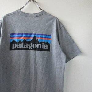 ○Patagonia パタゴニア◆Tシャツ カットソー 胸ポケット バックプリント アウトドア◆メンズ グレー Sサイズ