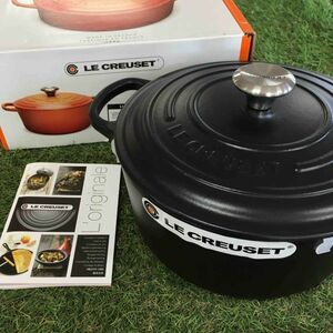 GX2227 LE CREUSET ル・クルーゼ 両手鍋 ココット ロンド 21177-22cm ホーロー鍋 料理 調理器具 ブラック 箱汚れ有り 未使用 保管品 鍋