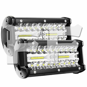 送料無料.. 7インチ LED ワークライト 作業灯 120W 6500K ホワイト 照明 トラック SUV ボート 建設機械 12V/24V兼用 SM120W 2個 新品