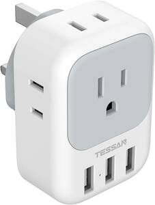 USB-A TESSAN 変換プラグ 海外旅行用 BFタイプ 変換器 電源変換アダプター コンセント変換 香港/シンガポール/マレ