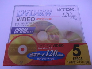 送料無料　 日本製　TDK くり返し録画用4.7GB　DVD-RW 5枚　CPRM対応　version1.1　　DVD-RW120VX5S　保管品