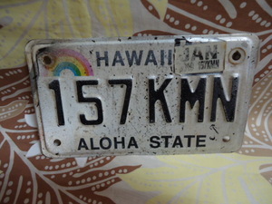 即決　ハワイ　2019年製　ライセンス　ナンバープレート　レインボー　バイク用　157 KMN　本物
