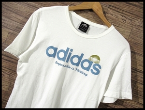 送料無料 G② adidas Originals アディダス オリジナルス ラバー ビッグ ロゴ プリント 半袖 Tシャツ カットソー L 白