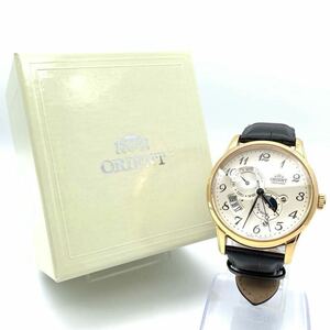 【美品】 ORIENT オリエント サン&ムーン F6B2-UAA0 B880342 自動巻き デイデイト 腕時計 ゴールドカラー
