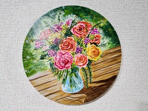 アクリル画　花　絵画　アート　花の絵　イラスト　原画