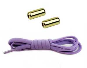 結ばない　ほどけない靴紐　留め具(ゴールド)タイプ　１足分（2個）紫