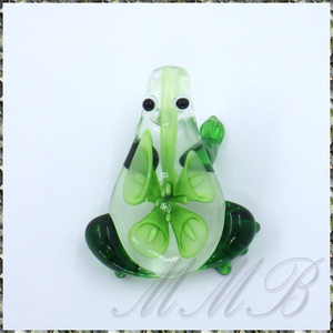 [PENDANT] Lampwork Glass Green Flower Frog グリーン フラワー フロッグ ガラス細工 ペンダント