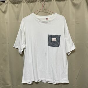 古着　ペニーズ　半袖　Tシャツ S トップス　ビッグTシャツ　ポケット　ヒッコリー　メンズ