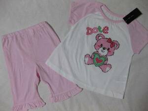 新品 クマ 90cm 半袖 パジャマ ピンク 白 ベビー 子供用 女の子