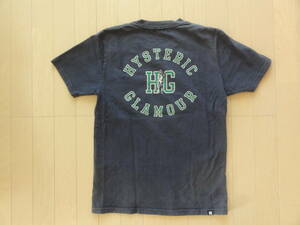 美品 HYSTERIC GLAMOUR 胸ポケット付き 半袖Tシャツ 紺 Sサイズ 0261CT06