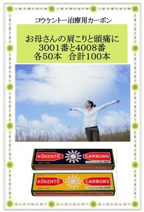 お母さんの肩こりと頭痛に　コウケントー　光線治療器用カーボン　３００１番と４００８番を各５０本　合計１００本　黒田製作所 