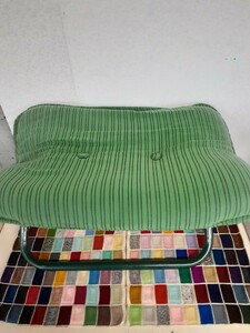 ２F】昭和レトロポップ 折りたたみ チェア 椅子 いす イス ヴィンテージ クッション 取り外し可能 グリーン/緑 家具、インテリア 現状