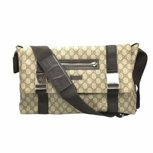 GUCCI グッチ　GGスプリーム ショルダーバッグ　122374　PVCコーティングキャンバス　ブラウン　fe ABH