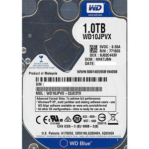 【中古】WesternDigital ノート用HDD 2.5inch WD10JPVX 1TB 2000～3000時間以内 [管理:1050016293]