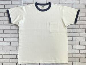 ＵＳＥＤ　トイズマッコイ　TOYS McCOY　半袖リンガーＴシャツ　サイズＸＬ　胸ポケット付　日本製