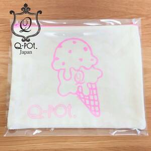 ★即決★ Q-pot キューポット アイスクリーム アイス ポーチ ピンク 帆布 通帳入れ 筆箱 コスメポーチ に