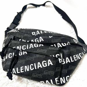 1円 希少 未使用 バレンシアガ BALENCIAGA メンズ ショルダーバッグ ボディバッグ ウエストポーチ ショルダー カバン 鞄 ブラック PVC 黒